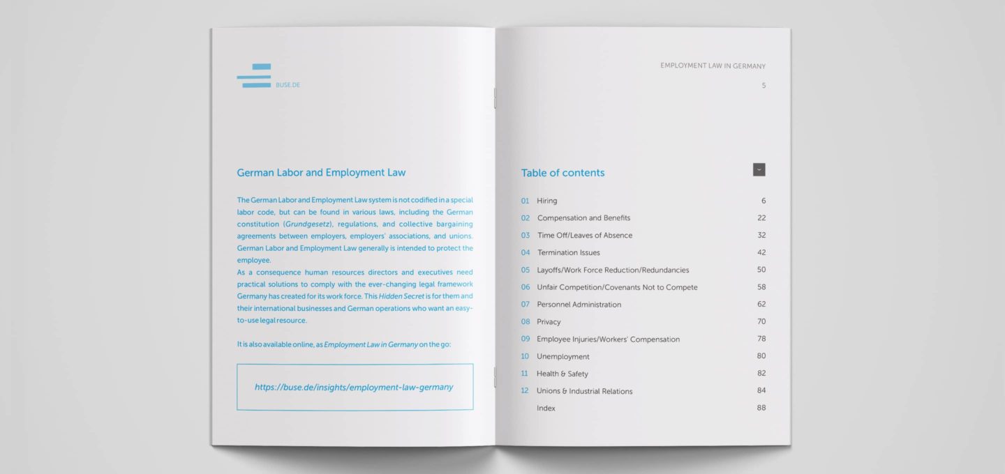 German Labor and Employment Law, My Hidden Secrets von Dr. Jan Tibor Lelley, Rechtsanwalt der Kanzlei Buse Heberer Fromm, 2019, Seiten 4-5