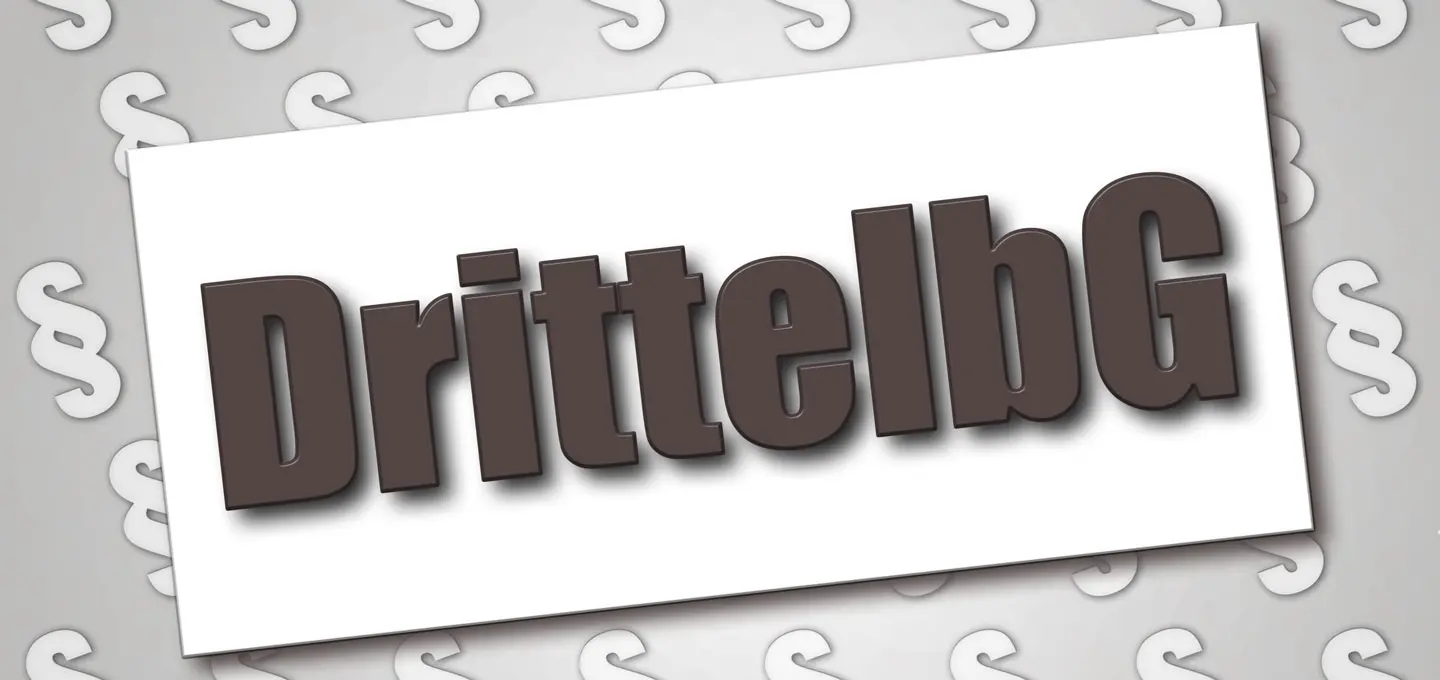 Illustration with the lettering “DrittelbG” against a background with paragraph symbols – employee co-determination on the supervisory board