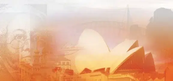 Illustration von Australien mit Sydney Opera House und Harbour Bridge im Hintergrund – symbolisch für Australiens Fusionskontrolle und wirtschaftliche Entwicklungen 2026